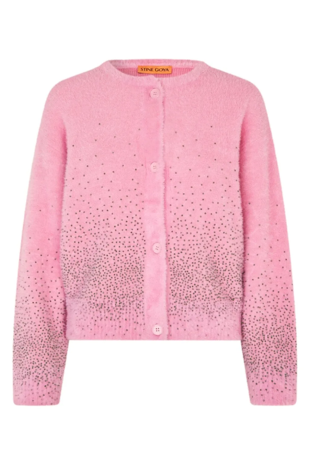 2384 Beaded Fluffy Knit, Crewneck Cardigansg-pf25-k037-2384