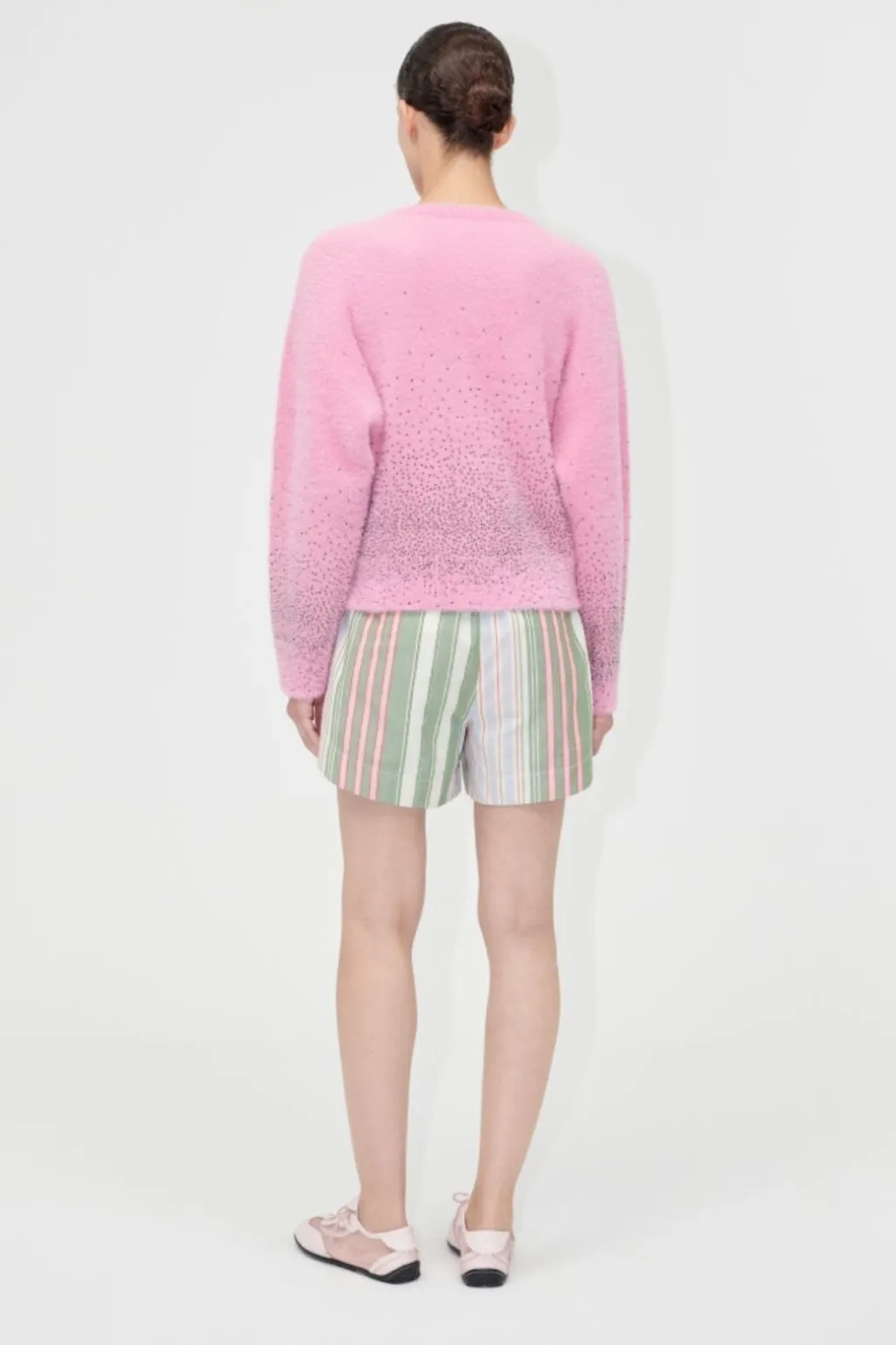 2384 Beaded Fluffy Knit, Crewneck Cardigansg-pf25-k037-2384