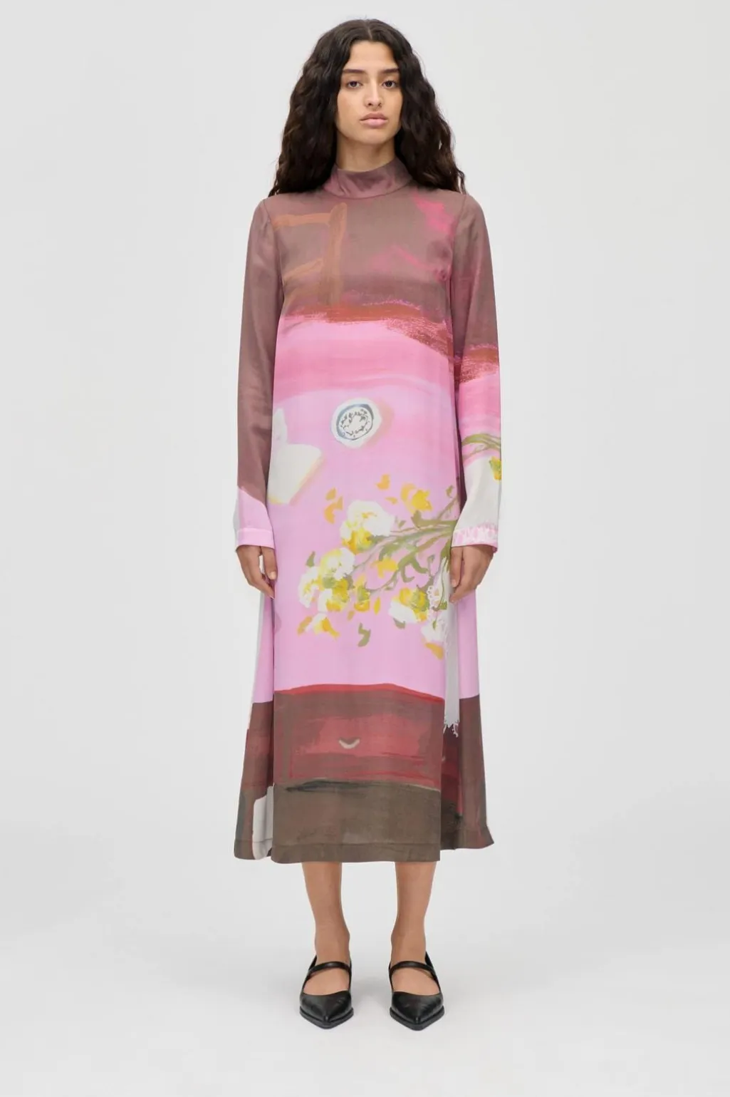 2263 Dry Viscose, Long Sleeve Midi Dresssg-ps26-d017-2263p