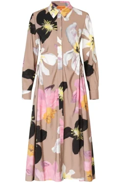 2070 Light Fluid Ecovero, Waist Gather Shirt Midi Dresssg-pf25-d146-2070