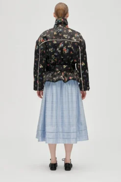 2407 Satin Ruffle, Cinched Aviator Bomber Jacketsg-aw25-j056-2407