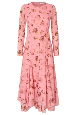 2408 Sheer Ruffling Jersey, Long Sleeve Ruffling Midi Dresssg-aw25-d161-2408