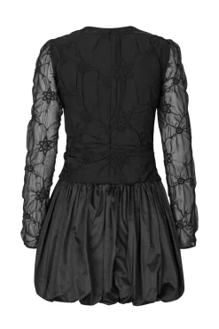 2449 Smocked Cotton Mix, Balloon Long Sleeve Short Dresssg-ps26-d188-2449