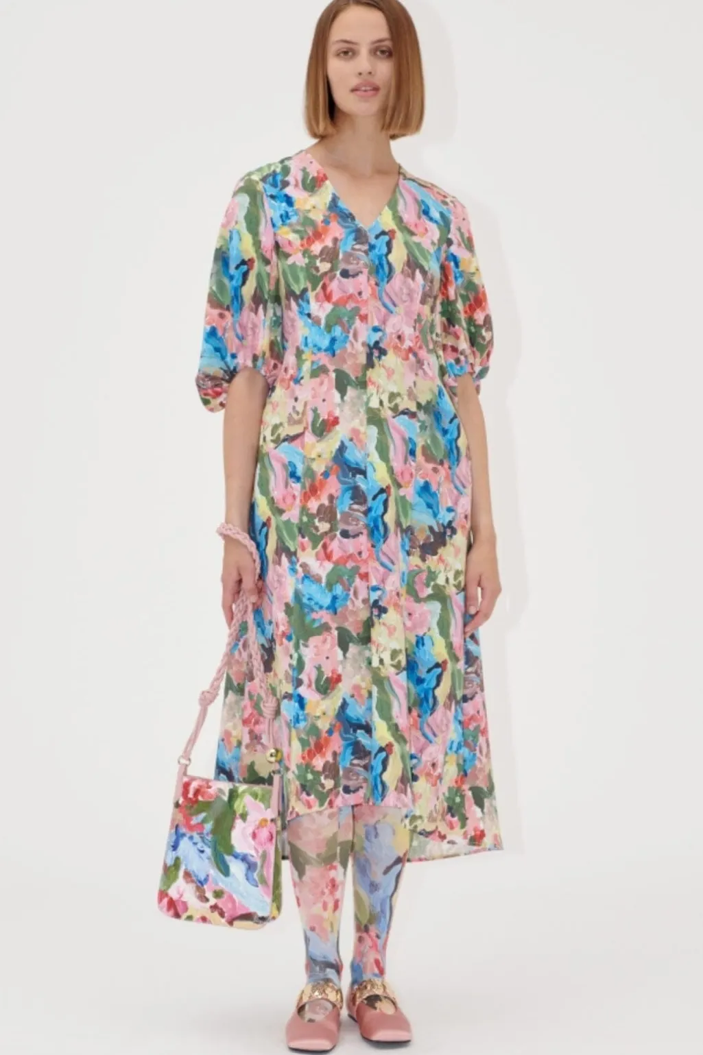 2259 Structure Stretch, 3/4 Sleeve Midi Dresssg-ss25-d018-2259