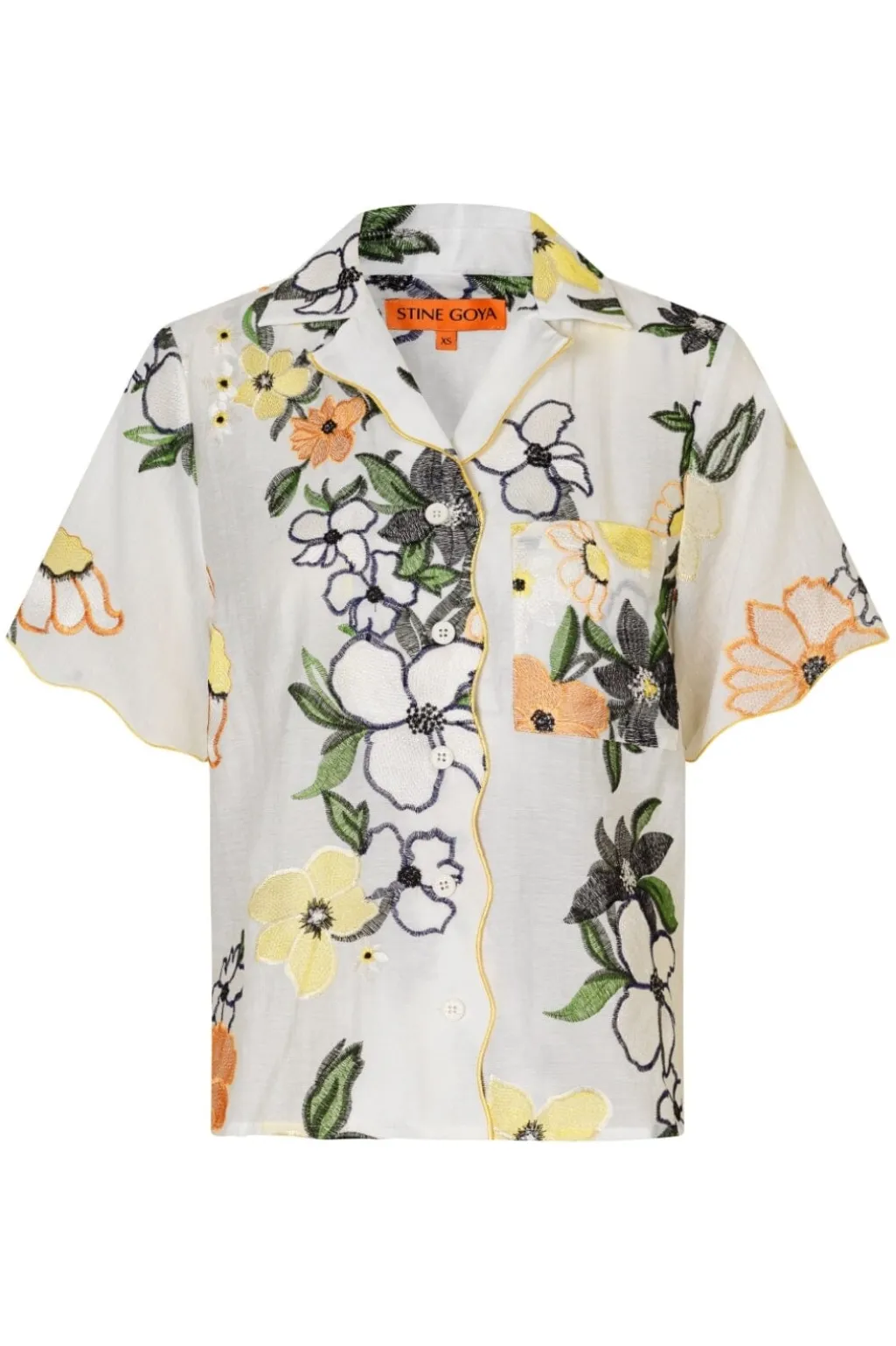 2133 Tencel, Scalloped Short Sleeve Shirtsg-pf25-s027-2133