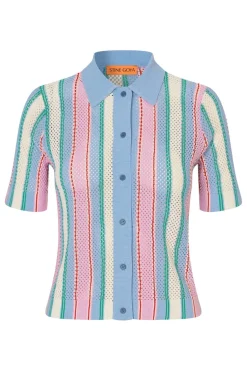 2100 Tricot Knit, Short Sleeve Crochet Polosg-pf25-k038-2100