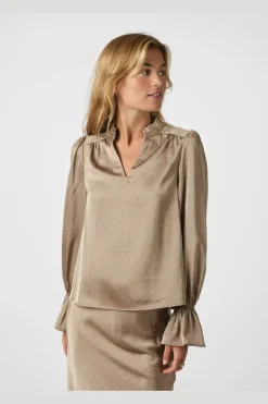 Amara Heavy Satin Bedaz Blouse 166578