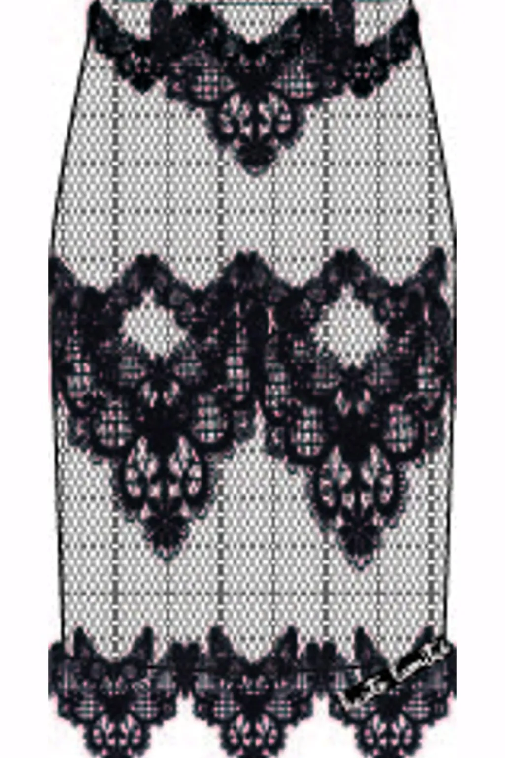 Curvey Lace Hem Pencil Skirt HL10015