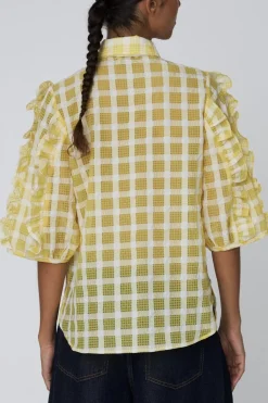 Delicate Checked Frill Shirtde52-1170