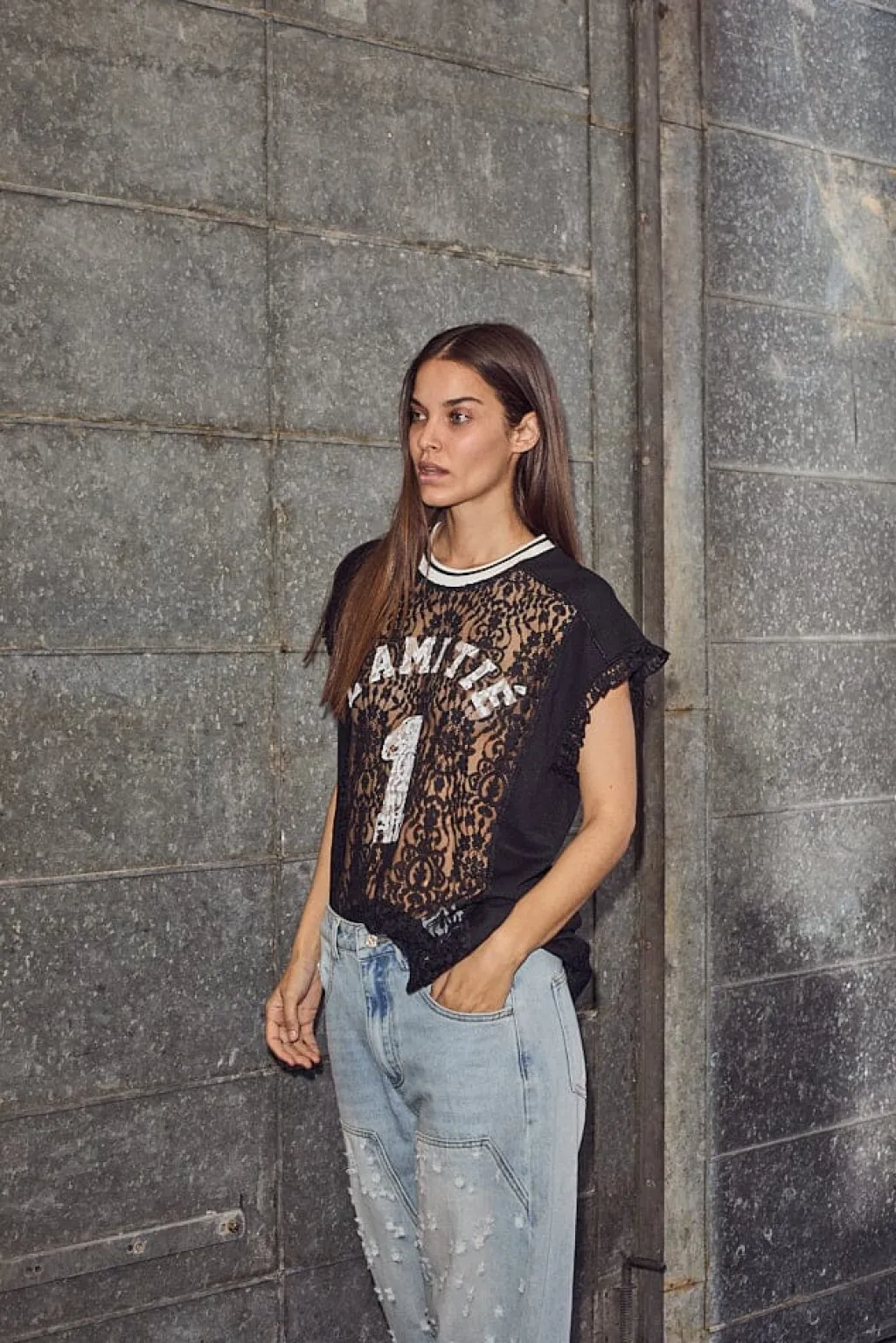 Football Lace Frill Top HL10124