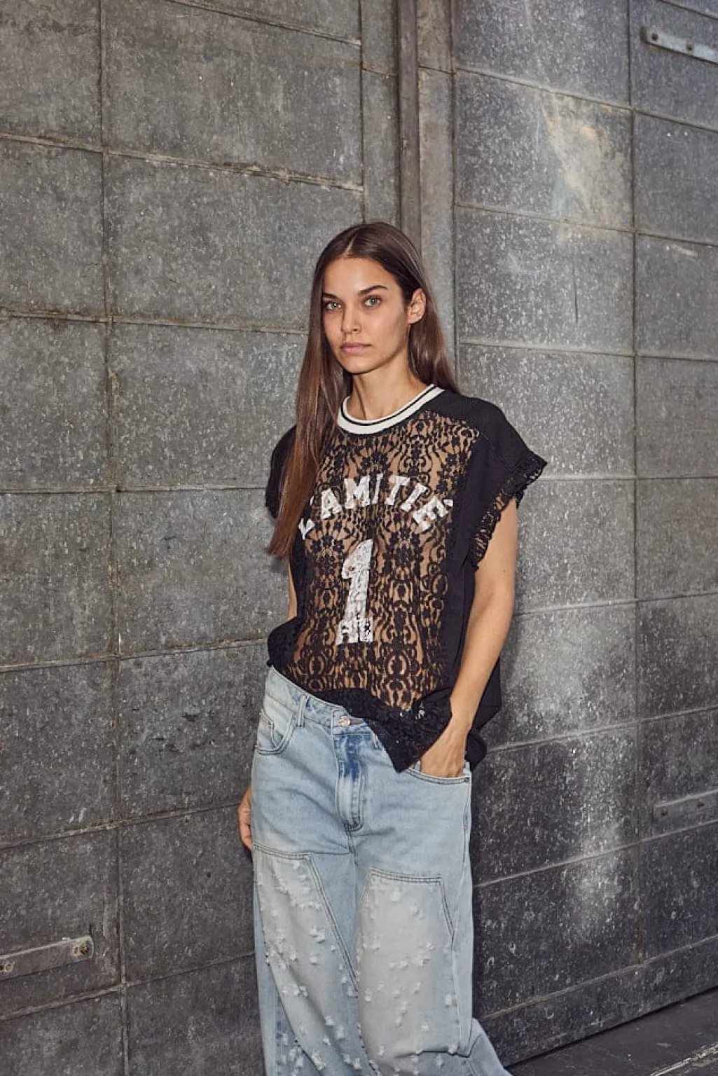 Football Lace Frill Top HL10124