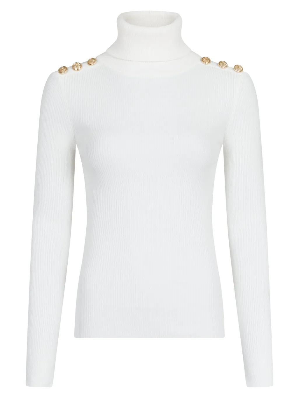 Gold Button Knit Roll Blouse