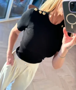 Gold Button Knit T-shirt