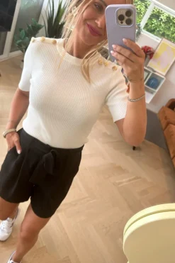 Gold Button Knit T-shirt