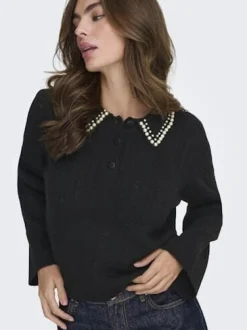 Jdyapril Life L/S Pearl Collar Pull Knt