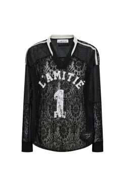 Lace Football V- Blouse HL10468