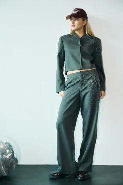 Nmellie Rhinestone Pants Fwd