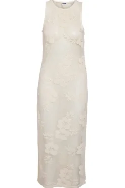 Nmklea S/L Long Flower Lace Slit Dress