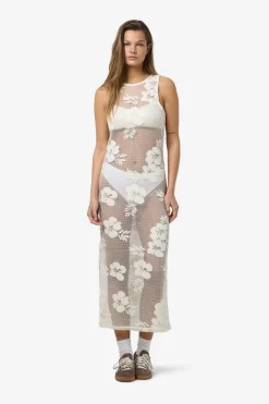 Nmklea S/L Long Flower Lace Slit Dress