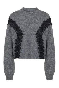 Nmsutton L/S O-Neck Lace Knit Fwd