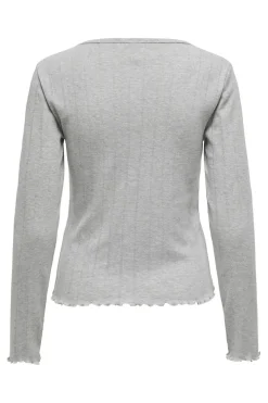 Onlcarlotta L/S O-Neck Button Top