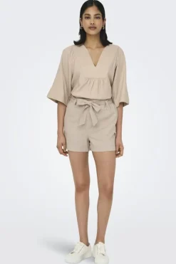 Onlcaro 2/4 V-Neck Linen Bl Top Cc
