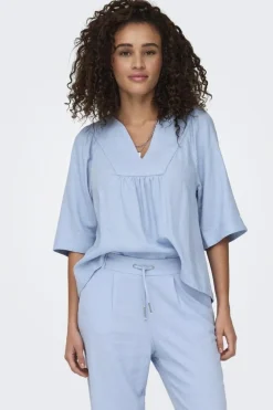 Onlcaro 2/4 V-Neck Linen Bl Top Cc
