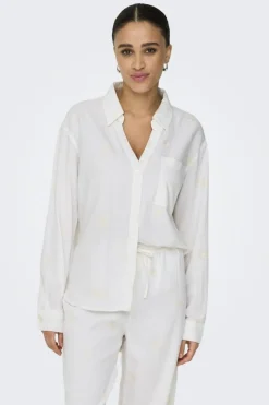 Onlcaro L/S Linen Bl Emb Shirt Cc