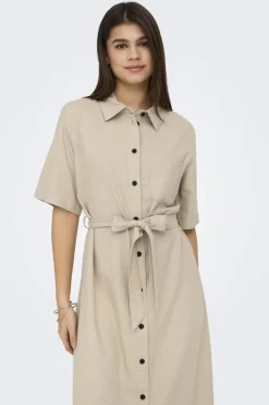 Onlcaro S/S Linen Bl Belt Dress Cc