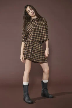 Onlcat Life Plisse Check Skirt