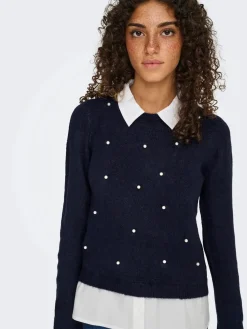 Onldolly Ls Woven Mix Pearl Pull Cc Knt