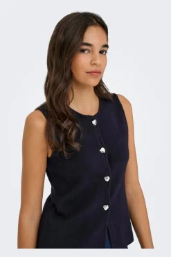 Onlibi Button Sl Vest Cc Knt