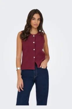 Onlibi Button Sl Vest Cc Knt