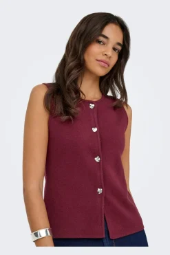 Onlibi Button Sl Vest Cc Knt