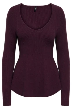Onlibi Life Ls V-Neck Rib Peplum Cc Knt