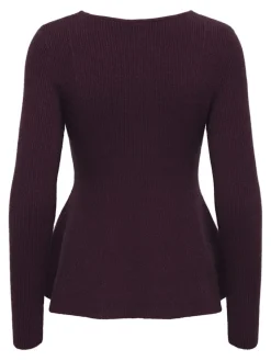 Onlibi Life Ls V-Neck Rib Peplum Cc Knt