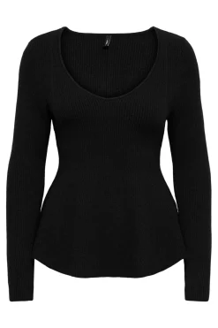 Onlibi Ls V-Neck Rib Peplum Cc Knt