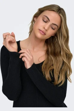 Onlibi Ls V-Neck Rib Peplum Cc Knt