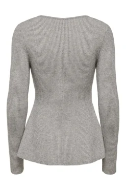 Onlibi Ls V-Neck Rib Peplum Cc Knt