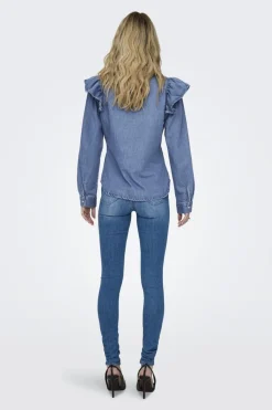 Onlindigo Ls Frill Shirt Qyt