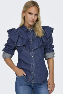 Onlindigo Ls Frill Shirt Qyt