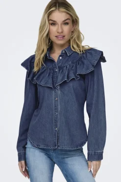 Onlindigo Ls Frill Shirt Qyt