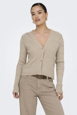 Onlkatia Ls Cable V-Neck Cardi Knt Nca