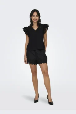 Onllou Life Emb S/S Frill Top