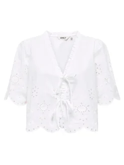 Onlmiffy S/S Emb Tie Top