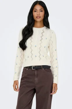 Onlrita Life Ls Embr Cable Knt