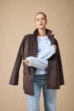 Onltulip Faux Suede Blazer Coat