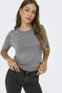 Onlvenice Life Ss Pearl O-Neck Knt