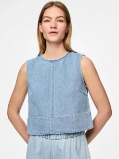 Pcflora Sl Denim Top