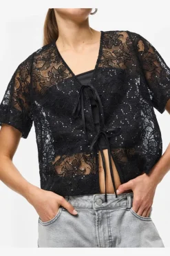 Pclouise 2/4 V-Neck Tie Top